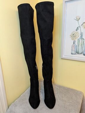 Marc Fisher Naylora Black Suede Over-the-Knee Boots 9.5